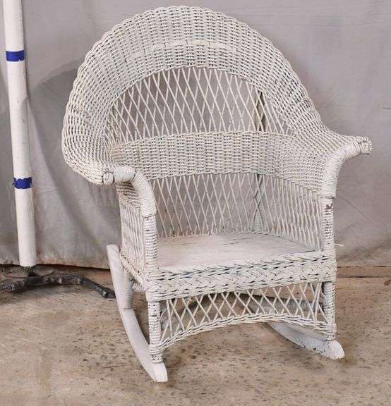 Child s white wicker rocker 793 204 R.H. Lee Co. Auctioneers
